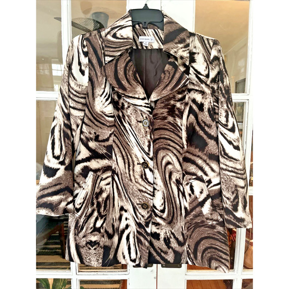 Susan Graver Jacket Raincoat Animal Print Abstract Lined SZ Med - Picture 2 of 7